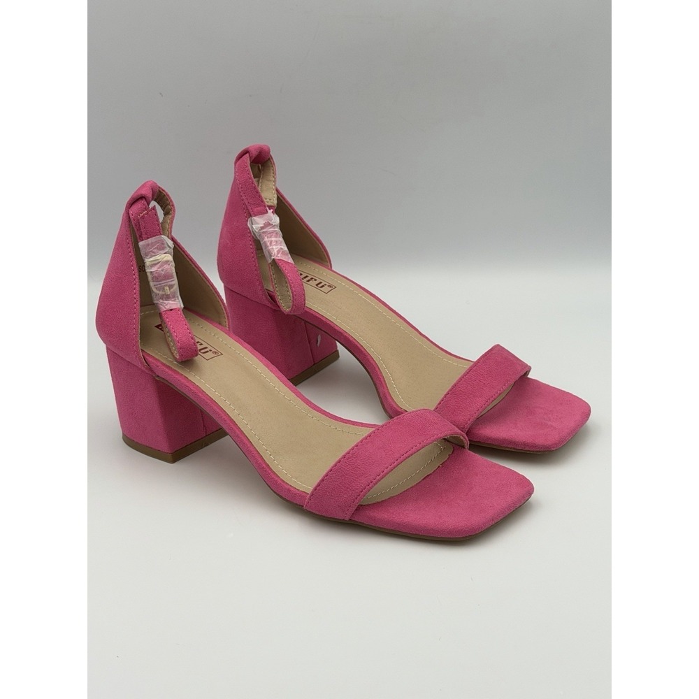 Hot Pink Block Heel Sandals Womens 7 Square Toe Ankle Strap Barbiecore